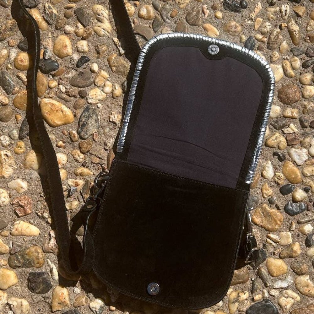 SK1 Black and Silver Leather Buckle Babe Bag - Picture 2 of 3